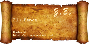 Zih Bence névjegykártya
